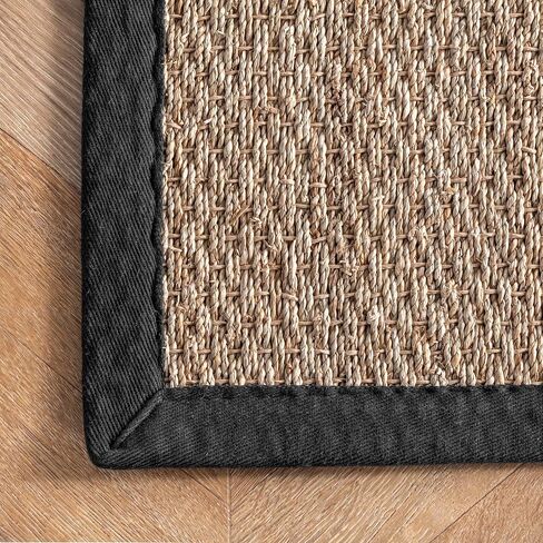 سجادة NuLOOM 5x8 Elijah Seagrass Area Rug، أسود، نمط مزرعة متين، محاط بالقطن، نسيج السلة، ألياف طبيعية، لغرفة النوم، غرفة الطعام، غرفة المعيشة، المدخل، المكتب، المطبخ، المدخل in Saudi Arabia