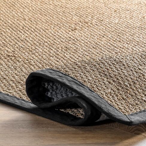 سجادة NuLOOM 5x8 Elijah Seagrass Area Rug، أسود، نمط مزرعة متين، محاط بالقطن، نسيج السلة، ألياف طبيعية، لغرفة النوم، غرفة الطعام، غرفة المعيشة، المدخل، المكتب، المطبخ، المدخل in Saudi Arabia