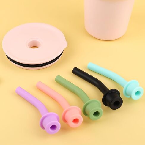5pcs Press in Straw Tips for Hydro Flask Travel Tumbler, Reusable Rubber Silicone BPA Free Straw Elbow Top Lid Topper Covers Cap Sleeve Accessories for Hydroflask 20/28/32/40oz Straws (5 Colors) in Saudi Arabia
