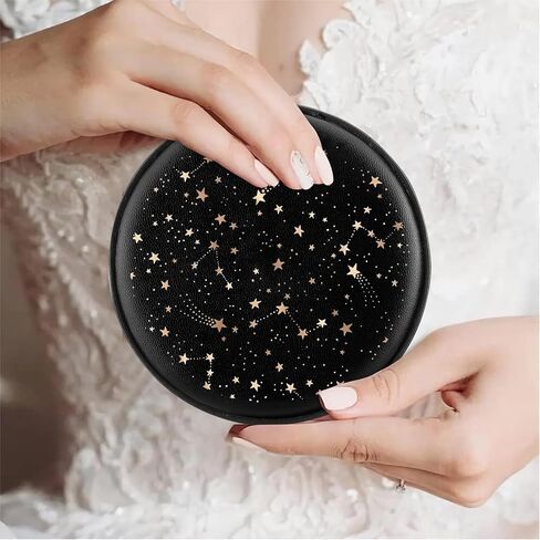 MAYCARI Jewelry Box with Cute Gold Stars Pattern Design, PU Leather Jewelry Travel Organizer Case-Rings/Earrings/Necklace Storage Box for Women Birthday Mom Friends Her Bridesmaids Girls s in Saudi Arabia