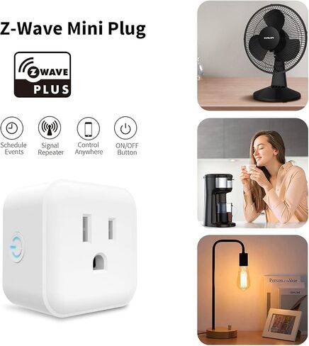 Minoston Z-Wave Plug Outlet 800 Series، Zwave Mini Smart Plug in مقبس، 15A، Z-Wave Hub مطلوب، مكرر / موسع نطاق مدمج، متوافق مع SmartThings، Wink، FCC وETL المدرجة (MP21Z) in Kuwait