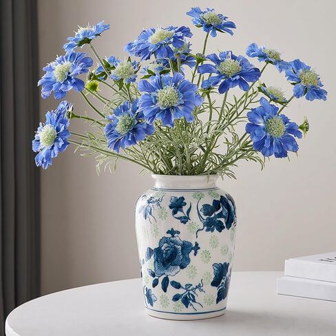 Rustic Ceramic Vase Decoration: Blue and White Vase for Home Decor Vintage Flower Vases for Living Room Table Centerpieces in Saudi Arabia