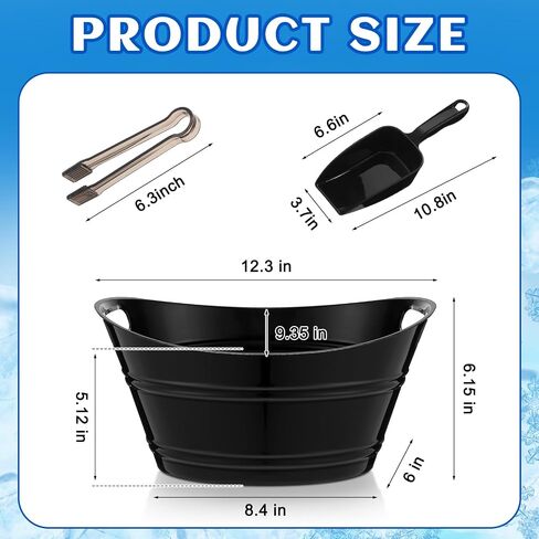 Zhehao 10 Pcs Ice Bucket for Parties 4.5 l Oval Beverage Tub with 5 Plastic Ice Scoops and 5 Tongs Champagne Bucket for Beer Wine Cocktail Beverage Bar Banquet Family Gathering (Large Scoops, Clear) in Saudi Arabia