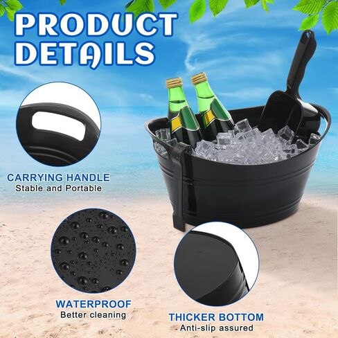 Zhehao 10 Pcs Ice Bucket for Parties 4.5 l Oval Beverage Tub with 5 Plastic Ice Scoops and 5 Tongs Champagne Bucket for Beer Wine Cocktail Beverage Bar Banquet Family Gathering (Large Scoops, Clear) in Saudi Arabia