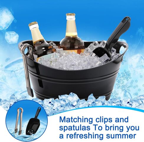 Zhehao 10 Pcs Ice Bucket for Parties 4.5 l Oval Beverage Tub with 5 Plastic Ice Scoops and 5 Tongs Champagne Bucket for Beer Wine Cocktail Beverage Bar Banquet Family Gathering (Large Scoops, Clear) in Saudi Arabia