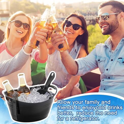 Zhehao 10 Pcs Ice Bucket for Parties 4.5 l Oval Beverage Tub with 5 Plastic Ice Scoops and 5 Tongs Champagne Bucket for Beer Wine Cocktail Beverage Bar Banquet Family Gathering (Large Scoops, Clear) in Saudi Arabia