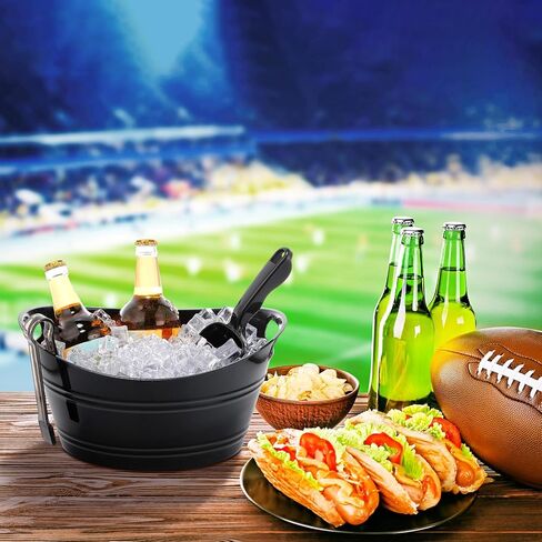 Zhehao 10 Pcs Ice Bucket for Parties 4.5 l Oval Beverage Tub with 5 Plastic Ice Scoops and 5 Tongs Champagne Bucket for Beer Wine Cocktail Beverage Bar Banquet Family Gathering (Large Scoops, Clear) in Saudi Arabia