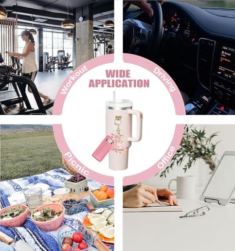 إكسسوارات سحر الحروف لكأس ستانلي مع خطافات صغيرة وحامل أحمر الشفاه وسلسلة مفاتيح على شكل فراشة لطيفة للاسم الأول متوافقة مع كأس ستانلي 40oz للنساء والفتيات، مقاس صغير in Kuwait