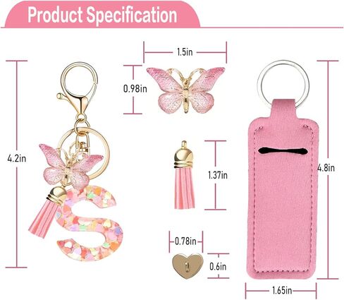 إكسسوارات سحر الحروف لكأس ستانلي مع خطافات صغيرة وحامل أحمر الشفاه وسلسلة مفاتيح على شكل فراشة لطيفة للاسم الأول متوافقة مع كأس ستانلي 40oz للنساء والفتيات، مقاس صغير in Kuwait