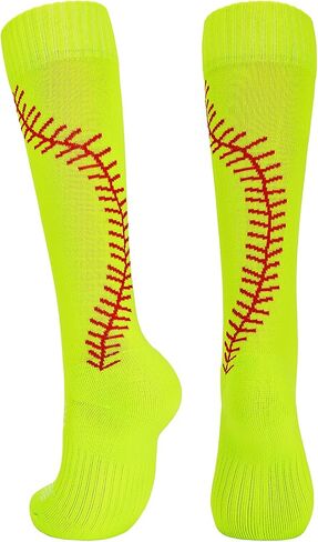 جوارب American Trends Softball مع غرز - للنساء أو الفتيات الشابات - جوارب كرة قدم البيسبول الرياضية عالية الركبة in Saudi Arabia