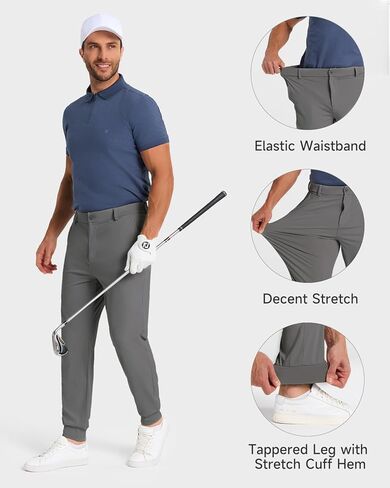 Men's Golf Joggers Pants with 6 Pockets Stretch Slim Fit Work Dress Athletic Jogger Sweatpants for Running Gym in Kuwait