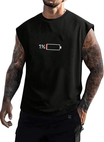 Men's Summer Tank Tops Sleeveless Letter Graphic Tees Crewneck Workout Muscle Gym Tank T-Shirt in Saudi Arabia