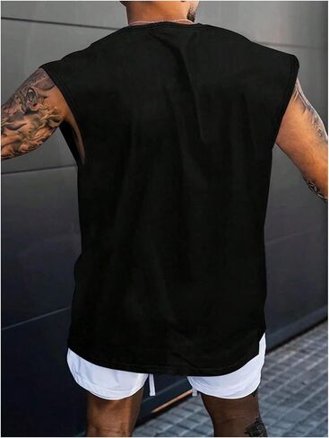 Men's Summer Tank Tops Sleeveless Letter Graphic Tees Crewneck Workout Muscle Gym Tank T-Shirt in Saudi Arabia