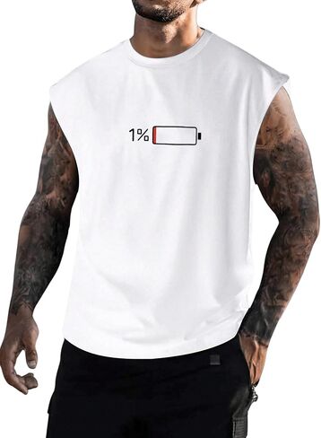 Men's Summer Tank Tops Sleeveless Letter Graphic Tees Crewneck Workout Muscle Gym Tank T-Shirt in Saudi Arabia