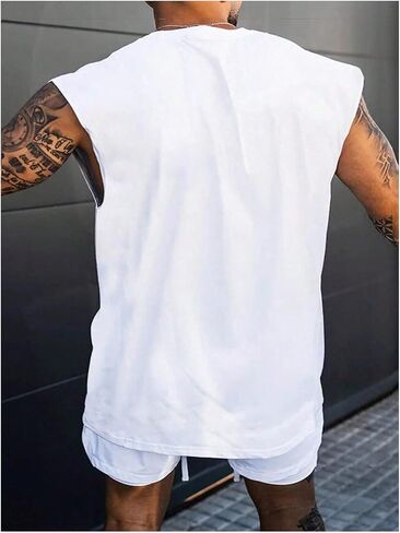 Men's Summer Tank Tops Sleeveless Letter Graphic Tees Crewneck Workout Muscle Gym Tank T-Shirt in Saudi Arabia