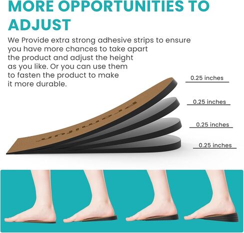 Adjustable Heel Lifts for Heel Pain Relief - Promifun 4 Layer Orthopedic Shoe Inserts for Achilles Tendonitis, Plantar Fasciitis, Heel Spur, Height Increase Inserts, Beige (Women 9-11.5/Men 7-9.5) in Saudi Arabia