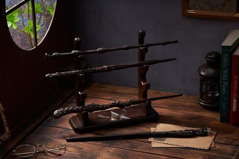 Handicraftviet Wizard Wand Holder Display Handmade Carved Wooden Wand Stand 1 Tiered for Collection Black (Snake Wand Stand) in Saudi Arabia