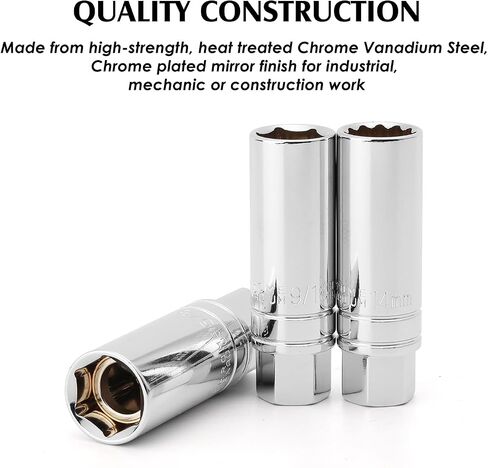 مجموعة مقبس قابس محرك MIXPOWER 3/8 بوصة، SAE & Metric، لمسة نهائية من الفولاذ CR-V، 6 نقاط، 5/8 بوصة، 3/4 بوصة، 13/16 بوصة، 14 مم، 18 مم، 5 -مجموعة قطعة in Saudi Arabia