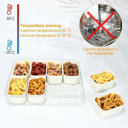 Divided Serving Tray with Lid and Handle, Snackle Box, Snack Box Container, Snack Tray, Travel Snack Box, Snackle Box Charcuterie Container, Storage Organizer for Candy, Fruits, Nuts, Veggie in Saudi Arabia