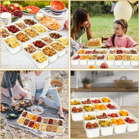 Divided Serving Tray with Lid and Handle, Snackle Box, Snack Box Container, Snack Tray, Travel Snack Box, Snackle Box Charcuterie Container, Storage Organizer for Candy, Fruits, Nuts, Veggie in Saudi Arabia