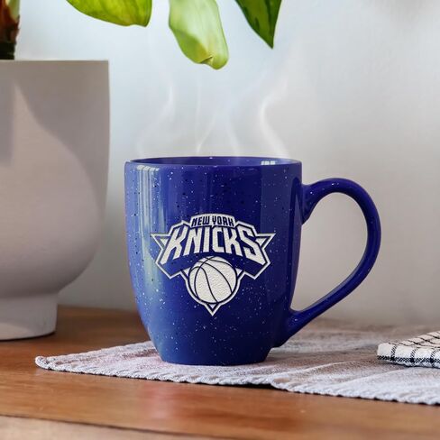 ريكو إندستريز NBA كرة السلة نيويورك نيكس الأساسي 16 أونصة كوب قهوة من السيراميك محفور بالليزر ومرقط in Saudi Arabia
