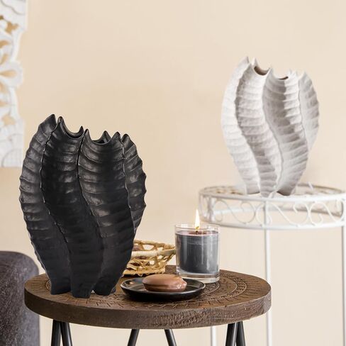 BUICCE Ceramic Coastal Vase for Flowers, Large Off White Decorative Piece, Modern Styling for Home or Office in Saudi Arabia