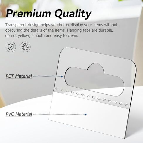 Hang Tabs, 400 Pcs Clear Sticky Hanging Tags Round Hole Self Adhesive Plastic Hang Tabs for Hanging Retail Display, 1-1/4 x 7/8 inch in Saudi Arabia