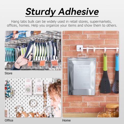 Hang Tabs, 400 Pcs Clear Sticky Hanging Tags Round Hole Self Adhesive Plastic Hang Tabs for Hanging Retail Display, 1-1/4 x 7/8 inch in Saudi Arabia