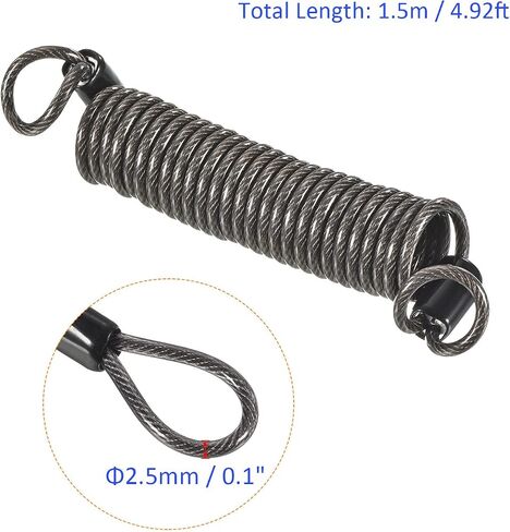 2pcs Disc Lock Security Steel Cable - Plastic Coated Spring Reminder Wire Anti-Theft Rope, Apply to Outdoor (2.5mmx2.5m, Blue,Red) in Saudi Arabia