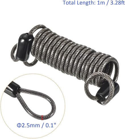 2pcs Disc Lock Security Steel Cable - Plastic Coated Spring Reminder Wire Anti-Theft Rope, Apply to Outdoor (2.5mmx2.5m, Blue,Red) in Saudi Arabia