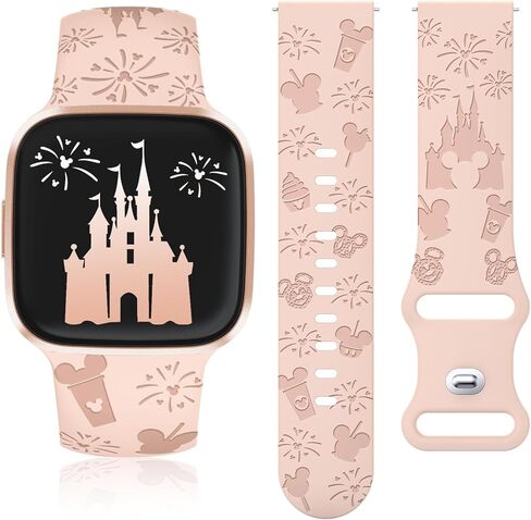Engraved Cartoon Band Compatible with Fitbit Versa 2 Band/Versa Lite/Versa Band Women, Cute Soft Silicone Replacement Straps Bracelet Sport Designer Fancy Summer Wristbands for Versa SE in Kuwait