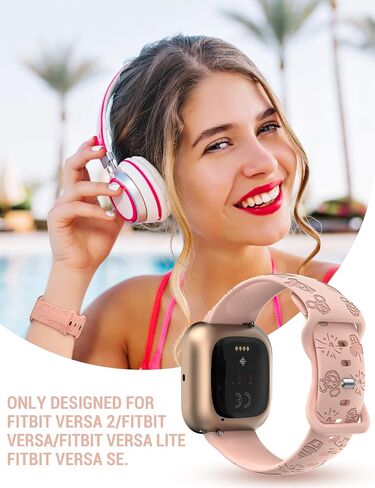 Engraved Cartoon Band Compatible with Fitbit Versa 2 Band/Versa Lite/Versa Band Women, Cute Soft Silicone Replacement Straps Bracelet Sport Designer Fancy Summer Wristbands for Versa SE in Kuwait