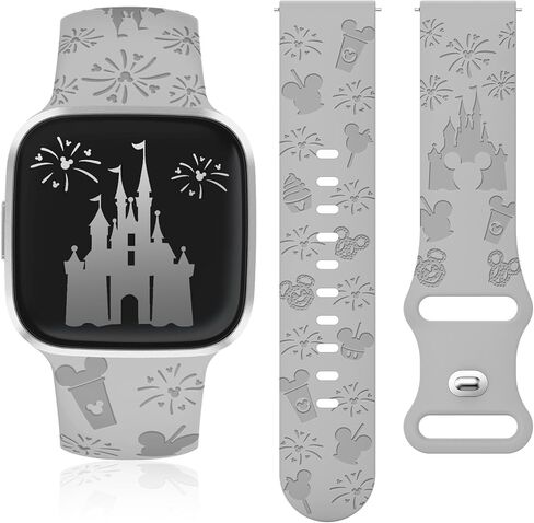 Engraved Cartoon Band Compatible with Fitbit Versa 2 Band/Versa Lite/Versa Band Women, Cute Soft Silicone Replacement Straps Bracelet Sport Designer Fancy Summer Wristbands for Versa SE in Kuwait