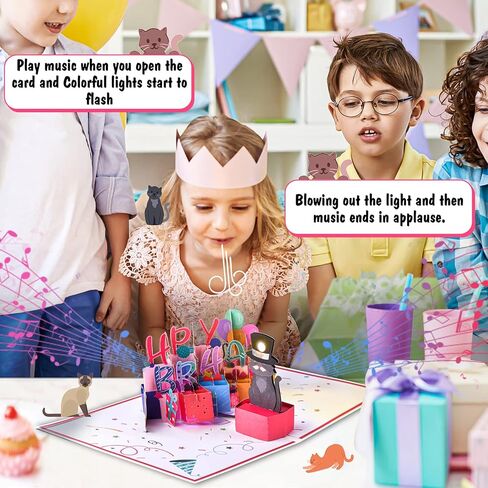Birthday Cards, Musical Birthday Cards with Lights, 3D Pop Up Birthday Cards for Girls, Daughters, Granddaughters, Nieces - Fairy Birthday Cards with Blowable Candles for 2/3/4/5/6/7/8 Year Old Girls in Saudi Arabia