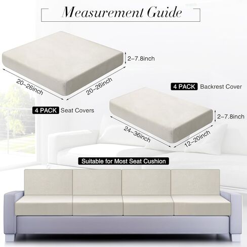 Newwiee 8 عبوات من أغطية وسائد الأريكة المخملية القابلة للتمدد، 4 قطع من أغطية المقاعد و4 قطع من أغطية مسند الظهر، غطاء بديل لأريكة الفناء، غطاء أريكة فردي، غطاء أريكة قابل للغسل، واقي أثاث (رمادي داكن) in Kuwait