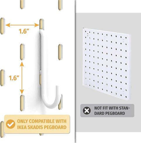 Pegboard Hooks for IKEA Skadis Pegboard, White, Pegboard Accessories, Compatible with IKEA SKADIS Pegboard, 16 Pack in Kuwait
