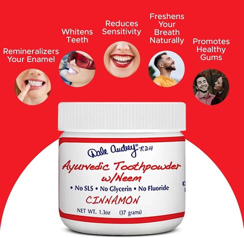 Ayurvedic Remineralizing Toothpowder for Sensitive Teeth | Refreshing Cool Mint Flavor Teeth Whitening and Fresh Breath | Natural Tooth Powder for Gums and Bad Breath (1.3 Oz) in Saudi Arabia