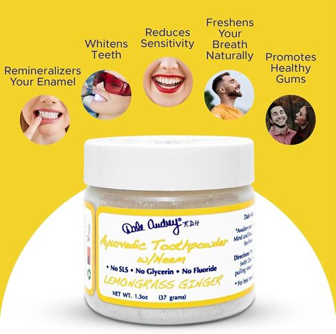 Ayurvedic Remineralizing Toothpowder for Sensitive Teeth | Refreshing Cool Mint Flavor Teeth Whitening and Fresh Breath | Natural Tooth Powder for Gums and Bad Breath (1.3 Oz) in Saudi Arabia