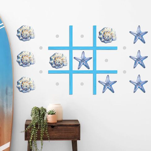 Beach Themed Magnetic Tic Tac Toe Wall-Mount Game, Game Room Decor, Indoor Party Game for Kids & Adults, Wall Decals for Kids Room, Playroom (Shell) in Saudi Arabia