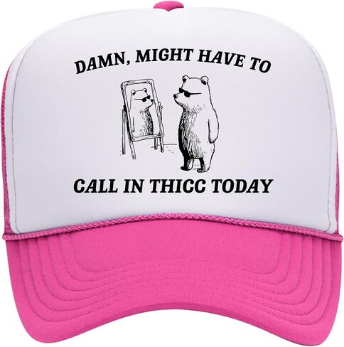 قد يتعين عليك الاتصال بقبعة سائق الشاحنة Thicc | خمر راعية البقر لطيف ميمي مضحك | قبعة Snapback من الإسفنج الشبكي الفاخر للرجال والنساء in Saudi Arabia