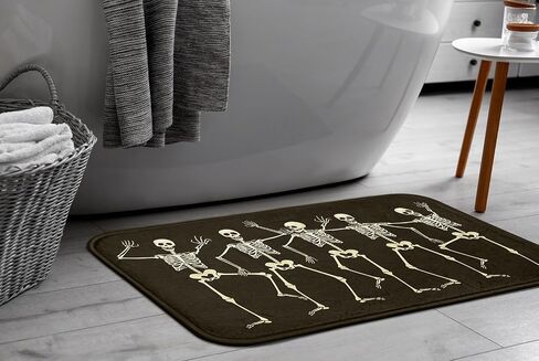 Britimes Bathroom Rug Mat Set of 2,Bathroom Mats Rugs Halloween Black Dancing Skeleton Stand No Silp Bath Mat Carpets Bathroom Decorations 16x24 and 20x32 Inches for Kitchen Bedroom Indoor in Kuwait