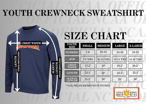 Little King NCAA Youth Boys Crewneck Sweatshirt With Tackle Twill Letters-Team Colors in Kuwait