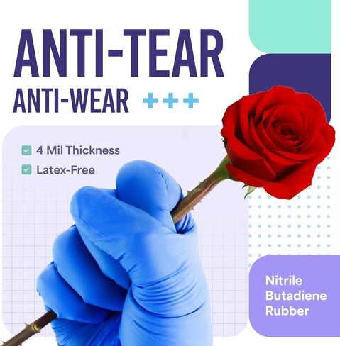 قفازات النتريل من Medtecs خالية من اللاتكس مع حماية مصنفة كيميائيًا وتصميم مسامي - سماكة 4 مل، يمكن استخدامها بكلتا اليدين، خالية من البودرة واستطالة أكثر من 500% - أسود M (3.7 بوصة × 9.6 بوصة) - 1000 قطعة in Kuwait