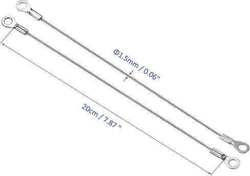 2mmx10cm Lanyard Security Cable Ropes 10pcs, Apply to Outdoors (304 Stainless Steel, Silver) in Saudi Arabia