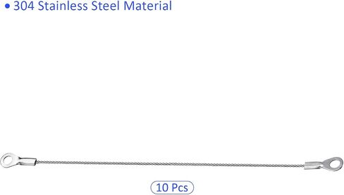 2mmx10cm Lanyard Security Cable Ropes 10pcs, Apply to Outdoors (304 Stainless Steel, Silver) in Saudi Arabia