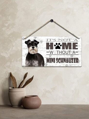 It's Not A Home Without Mini Schnauzer Retro Wooden Public Decorative Hanging Sign for Home Door Fence Vintage Wall Plaques Decoration(5x10Inches) in Saudi Arabia