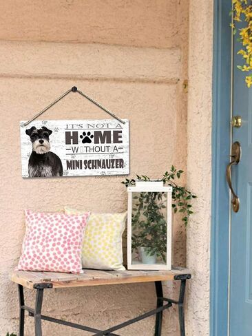 It's Not A Home Without Mini Schnauzer Retro Wooden Public Decorative Hanging Sign for Home Door Fence Vintage Wall Plaques Decoration(5x10Inches) in Saudi Arabia
