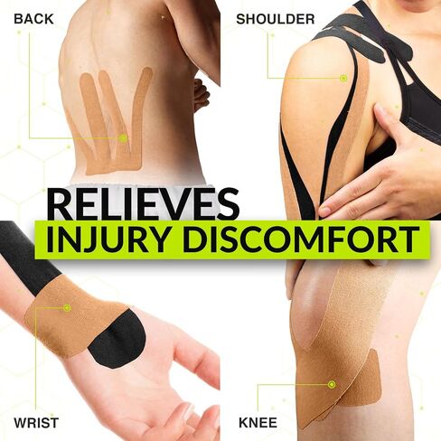 TapeGeeks Kinesiology Tape Beige Athletic Tape - Hypoallergenic Sports K Tape, Pregnancy Tape for Belly, Medical Tape, Muscle Tape, Anti Aging Face Lift Tape, Boobytape for Breast Lift, Breast Tape in Saudi Arabia