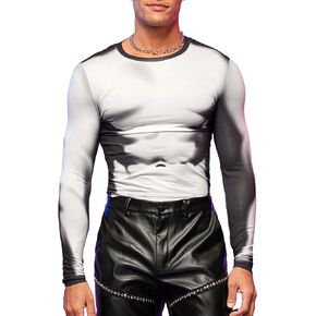 WDIRARA Men's Zebra Print Sheer Mesh Round Neck Short Sleeve Party Club T Shirt Tee Tops