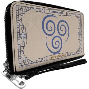 Buckle-Down PU Zip Around Wallet Rectangle Avatar the Last Airbender Airbending Air Nomads Icon Cream